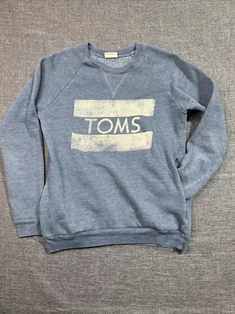 TOMS Shoes Womens Pullover Sweater Size XS X-Small Blue w/Logo Side Pockets!