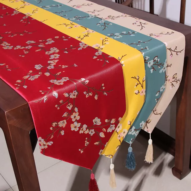 Chinois Chemin de Table Rétro Prune Fleur Jacquard Nappe Fête Décor Maison