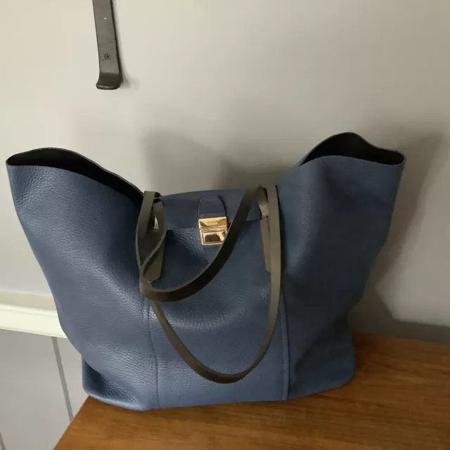 Furla Gaia Leather Tote Bag - Blue