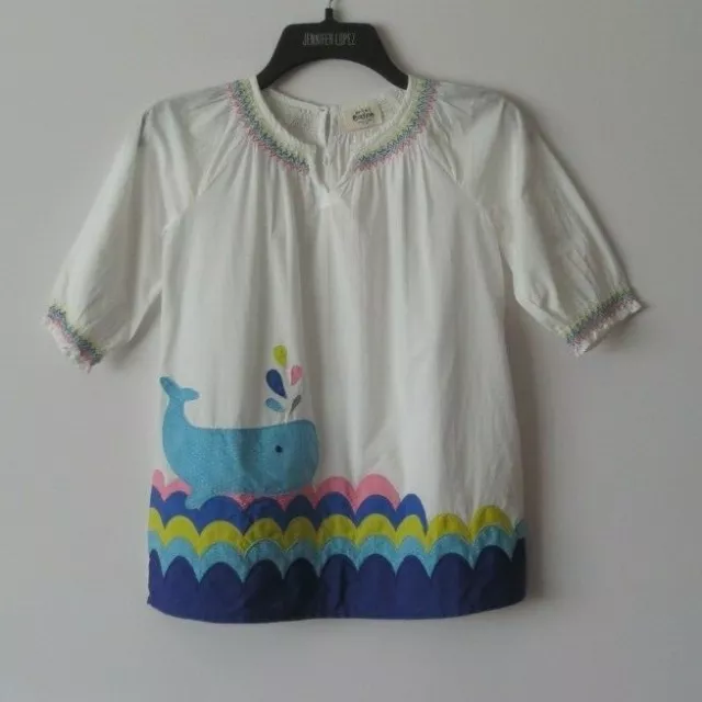 Mini Boden Girls Whale Beach Dress 3/4 sleeve 100% Cotton Size 5-6 Years