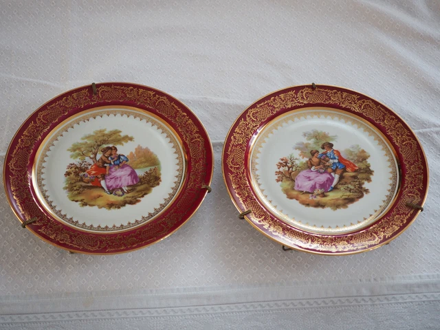 2 Assiettes décoratives porcelaine de Limoges décor Fragonard