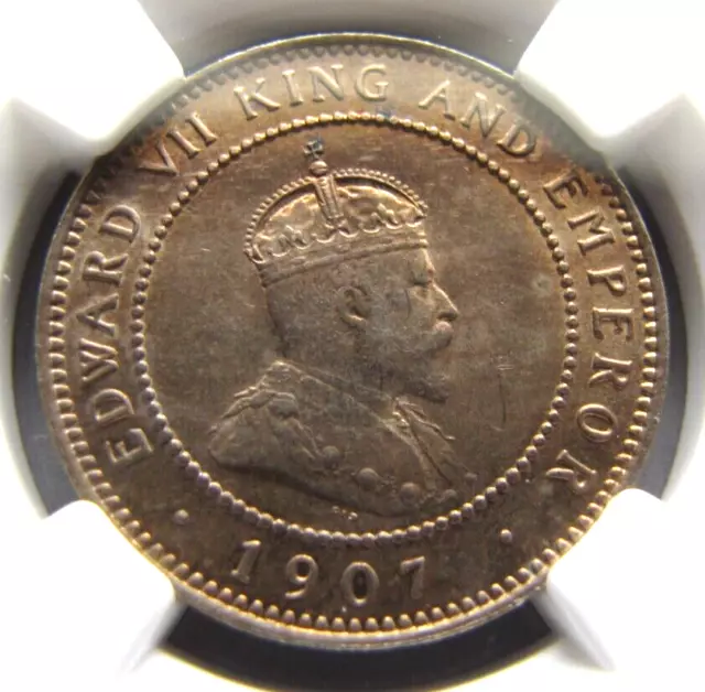 Jamaica KM22 Halfpenny 1907 type with small "7" in date. NGC MS 61