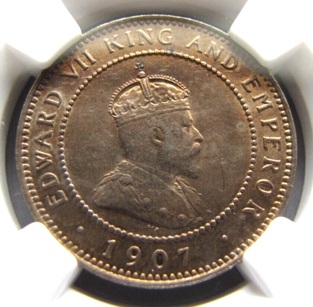 Jamaica KM22 Halfpenny 1907 type with small "7" in date. NGC MS 61