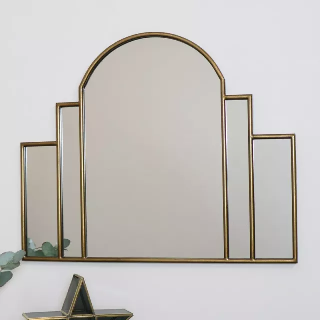 Large Gold Art Deco Arch Fan Mirror vintage wall gold decor glamorous luxurious