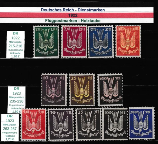 Deutsches Reich 1922-1923 MiNr:  ex215-267 ungebrauchtes Lot Holztaube
