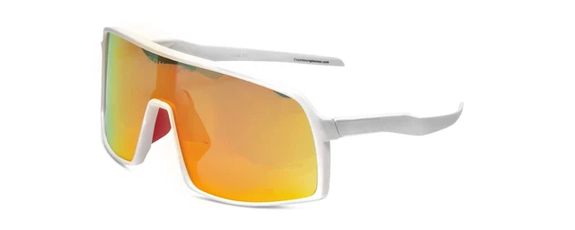 Coyote Python Polarized Sunglasses Men Sport Shield Matte White Grey/Gold Mirror Coyote Python Polarized Sunglasses Men Sport Shield Matte White Grey/Gold Mirror