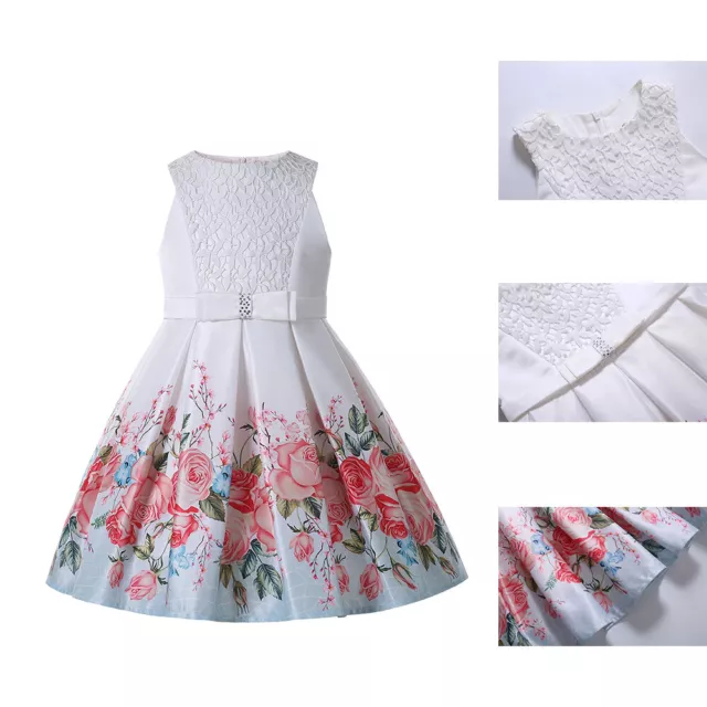 Spanish Girls Flower Dress Pleated Communion Party Dresses Lace A-line Summer