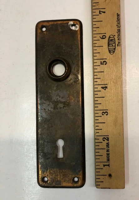 One 1 Vintage Japanned Style Door Knob Backplate Back Plate 7" X 2"