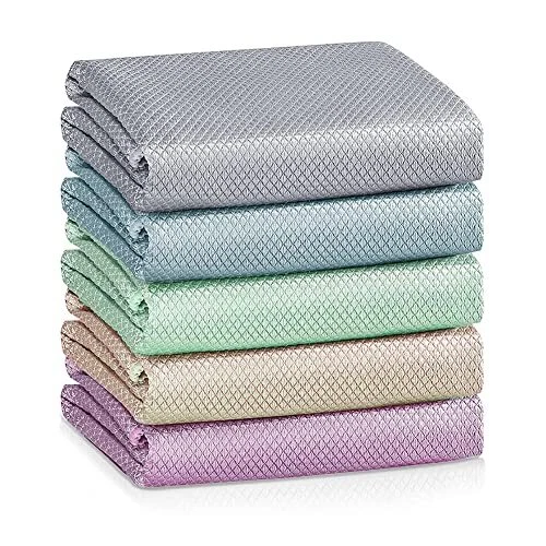 Streak Free Fish Scale Reusable Easy Clean Cloth - 24''x16'', Pack of 5