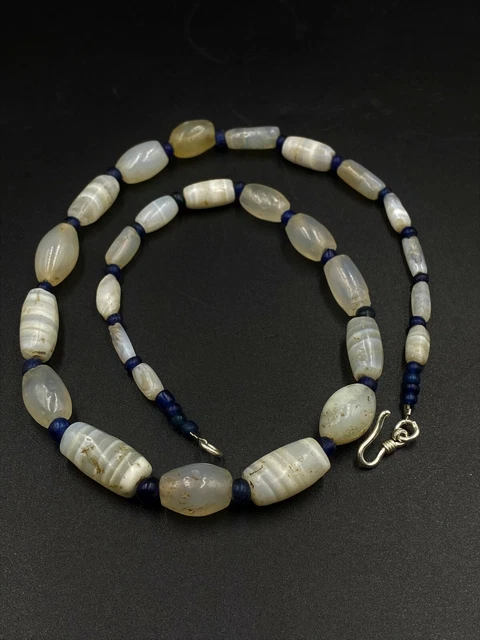 Old Ancient Antique Old Banded Agate Beads Necklace