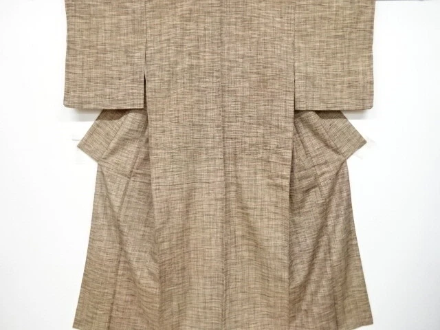 6486769: Japanese Kimono / Antique Kimono / Tsumugi / Woven Grid