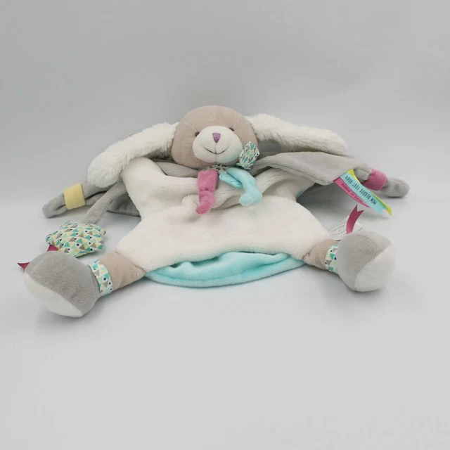 Doudou et compagnie marionnette chien beige blanc gris bleu rose Toopi - 22088