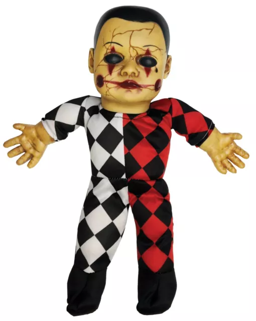 Harlequin Toy TALKING CREEPY HELLEQUIN CLOWN HAUNTED DOLL Horror Prop Decoration