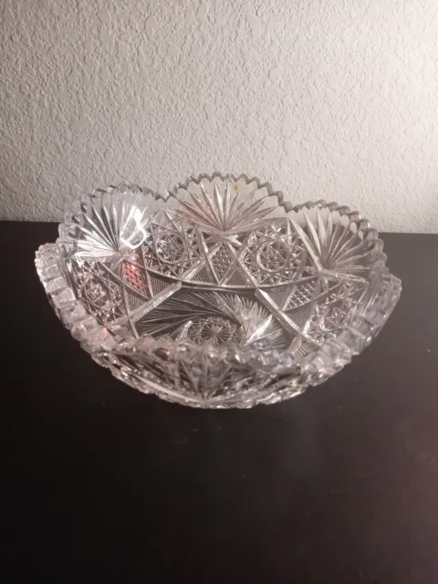 EXQUISITE 1890 Antique American Brilliant Cut Crystal 8" Berry Bowl