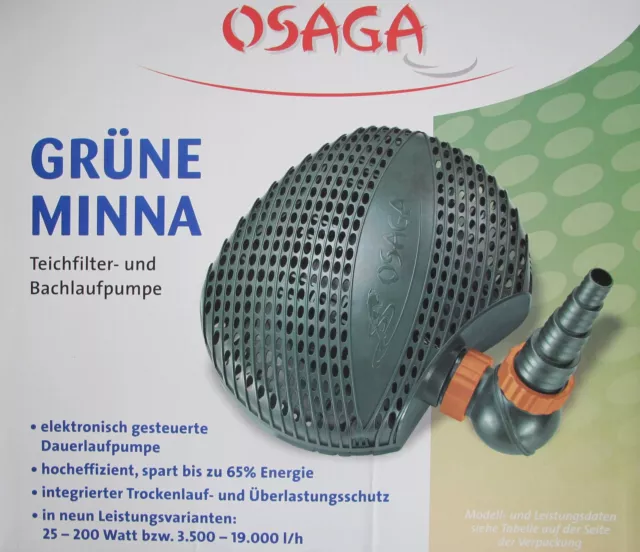 Osaga Grüne Minna Teichpumpe Bachlaufpumpe Filterpumpe Energiesparpumpe