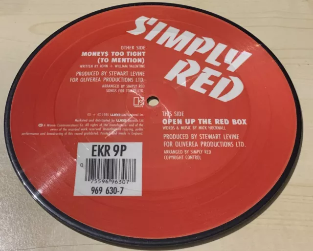 Simply Red - Moneys Too Tight (To Mention)  7" Picture Disc (Vg) 2