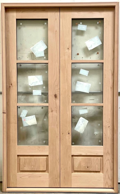 Double French door Low E glass solid alder or choose maple mahogany oak poplar