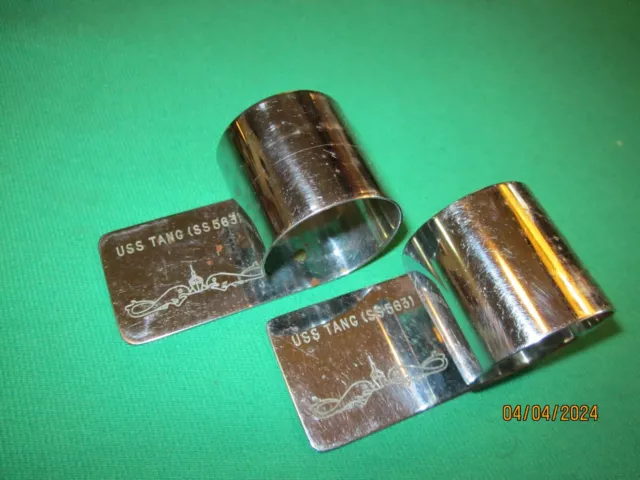 Antique WW11 Submarine USS TANG Napkin Rings -Navel Military Interest