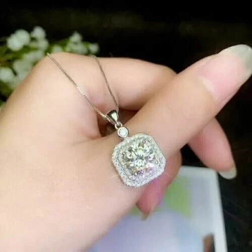 2CT Round Cut Lab Created Diamond Women's Beauty Pendant 14K White Gold Plated