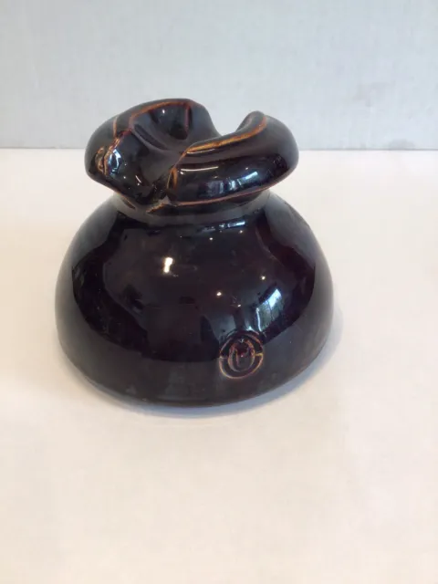 Vintage Power line Electrical Porcelain Ceramic Brown Insulator Marked B 8