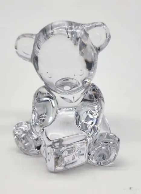 WATERFORD Crystal Giftology Baby Teddy Bear  Block Crystal 3" Figure Paperweight