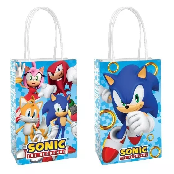 Sonic The Hedgehog Party Supplies Paper Kraft Loot Bags   8 Pieces   21cm x 13cm