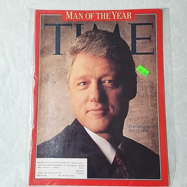 TIME MAGAZINE MAN of The Year January 1993 President Elect Bill Clinton