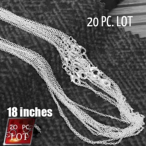 wholesale lots 20 Piece sterling silver Plated 1MM 18 Inch chain necklace lot