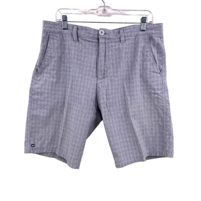 Micros Mens Bermuda Shorts Size 34 Gray Check Flat Front Slash Pockets Front