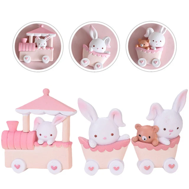 2 set Bunny Decorazione Ornamento Coniglio Treno Per Fotografia Modello Pasqua