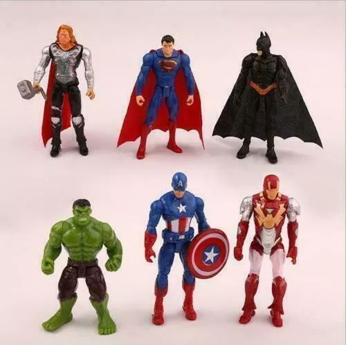 Marvel Avengers Batman Superman Hulk Superhero Action Figure Cake Topper All 6