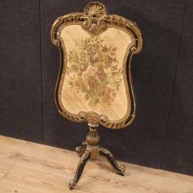 Écran D’Étincelle en Bois Verni D'Or Meuble Français Antique Salon XIX Siècle