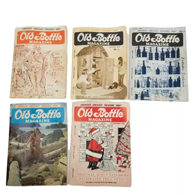 Vintage Old Bottle Magazine 1970 Lot of 5 Insulators Bottles Relics
