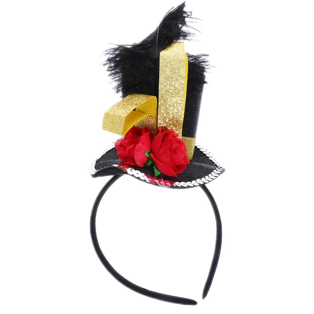 2 piezas Banda para el cabello de Halloween rosa vintage sombrero para el torso cabeza de boda novia