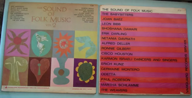 SOUND OF FOLK MUSIC 1964 VOL 1 &2 Lps VG w JOAN BAEZ ODETTA WEAVERS JACK ELLIOTT