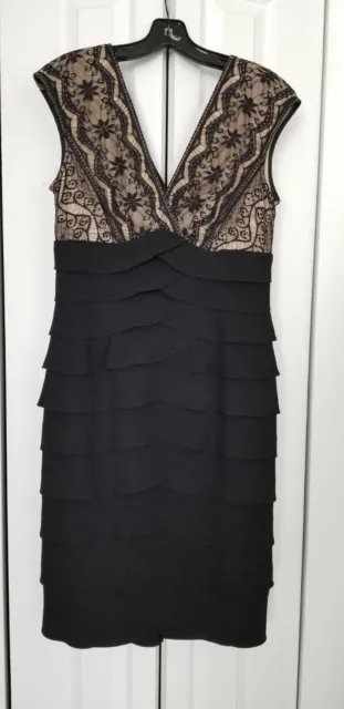 Jessica Howard Cocktail/Party Dress Black W/ Lace Detail Fully Lined Sz8 EUC