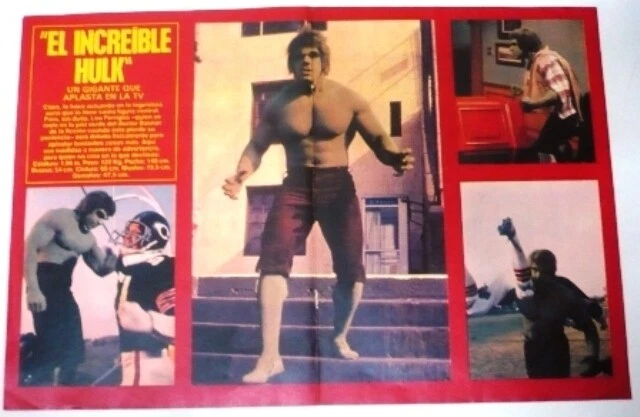 INCREDIBLE HULK LOU Ferrigno - Original Colour Poster Argentina Folded ...