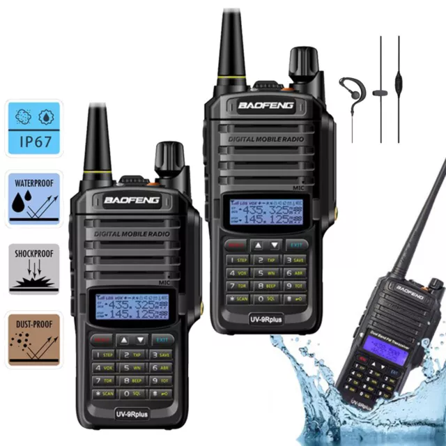 2 X BaoFeng UV-9R Plus 8W UHF/VHF Wasserdicht IP67 Walkie Talkie Hand-Funkgerät