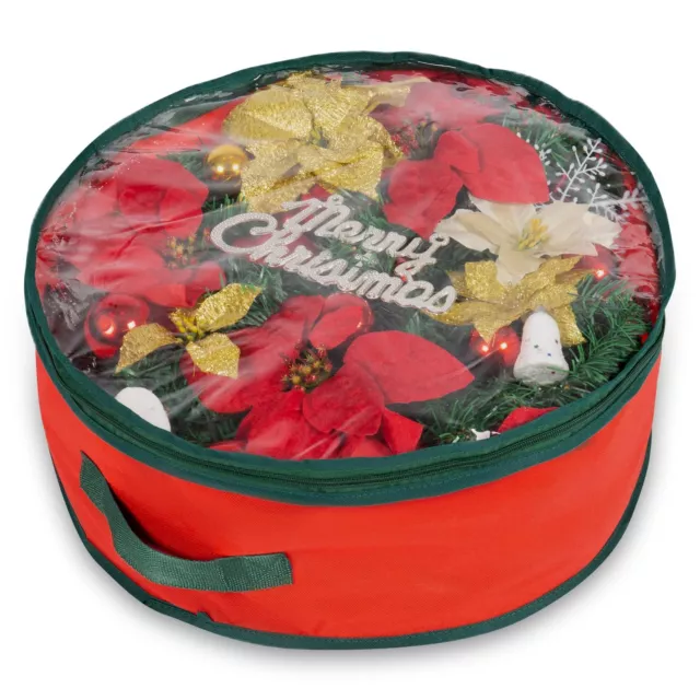 Christmas Wreath Storage Bag Waterproof Zipped Round Decoration Storage Bag