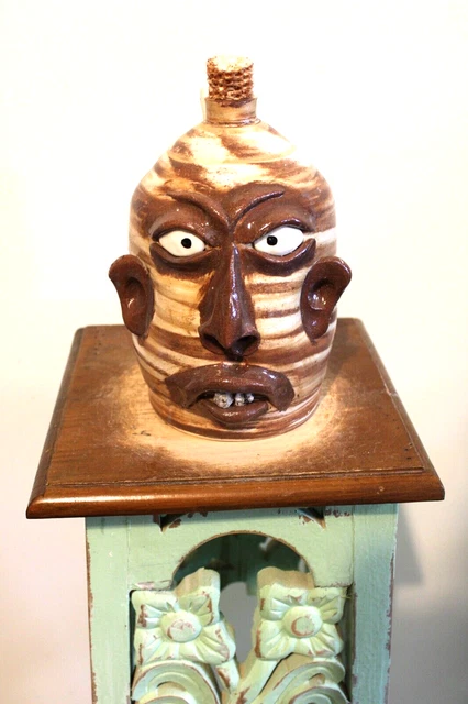wayne hewell swirl face jug, pottery, folk art 10''x 7'' wayne hewell swirl face jug, pottery, folk art 10''x 7''