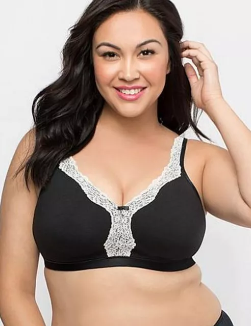 CURVY COUTURE WOMENS Plus Size Cotton Luxe Unlined Wire-Free Bra, Black 46H  £37.88 - PicClick UK