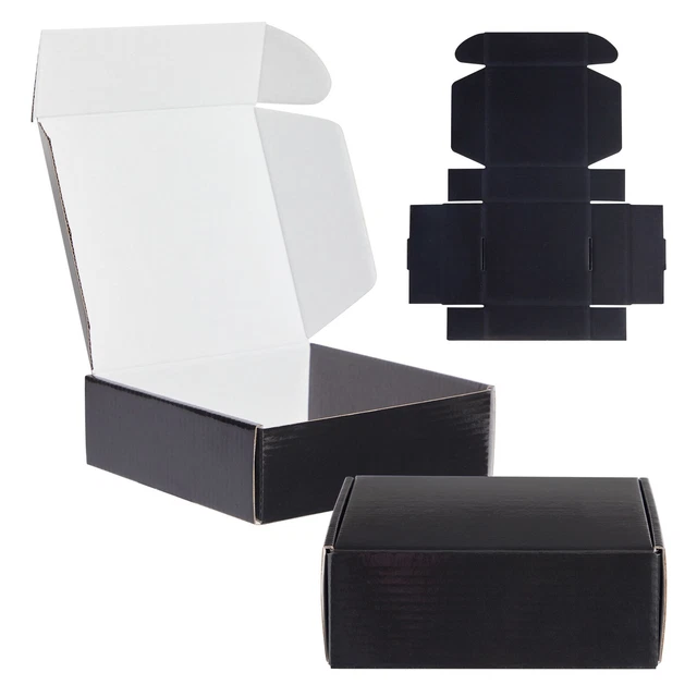 25 PACK CORRUGATED Packaging Boxes for Shipping, Small Business, Black