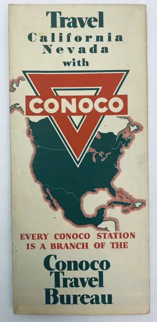 1940s Conoco Oil Road Map of California & Nevada Conoco Travel Continental