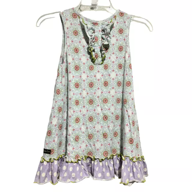 Matilda Jane Girls Multicolor Floral Sleeveless Ruffle Hem Tank Dress Size 10