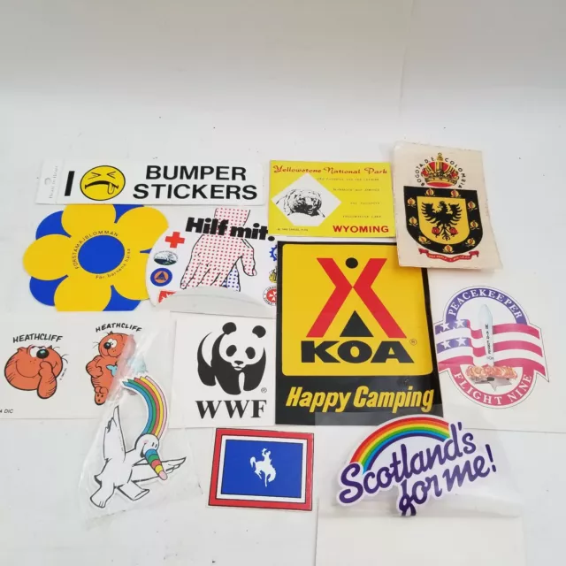 Lot of Vintage Car Window Decal Stickers Cling Laptop Bumper WWF KOA HEATHCLIFF