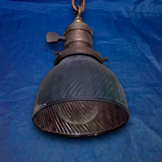 17" Long Brass Pendant Light Fixture Xray Shade Globe Hubbell Socket 26E 3