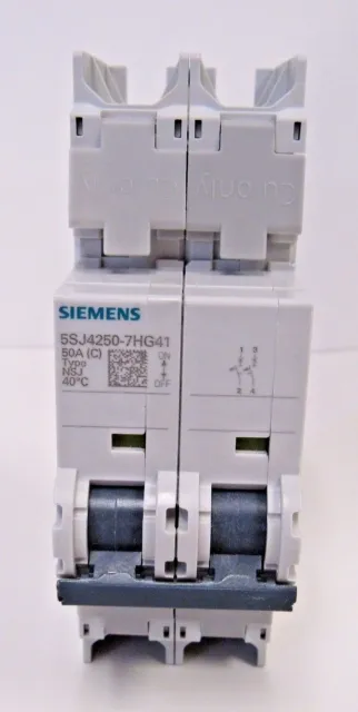 New Siemens 5Sj4250-7Hg41 Mini Circuit Breaker 240V 2 Pole 50 Amp Class C Nib