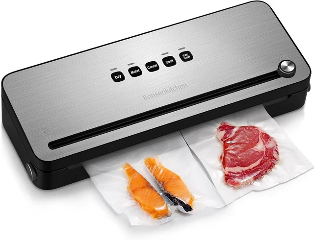 Machine Sous Vide Alimentaire 5 En 1 – Mode Sec/humide, Aspiration 90 KPa – Inclus 31 Sacs – Pour Conservation Viandes, Légumes, Plats