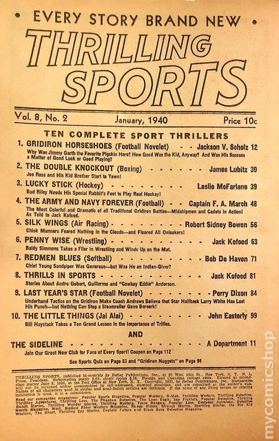 Thrilling Sports Pulp Jan 1940 Vol. 8 #2 FR 3
