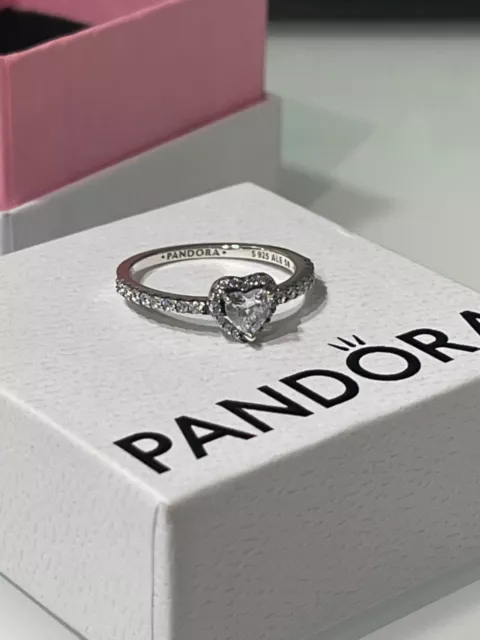 Pandora Silver Elevated Heart Ring All Sizes With Box NEXT DAY DELIVERY